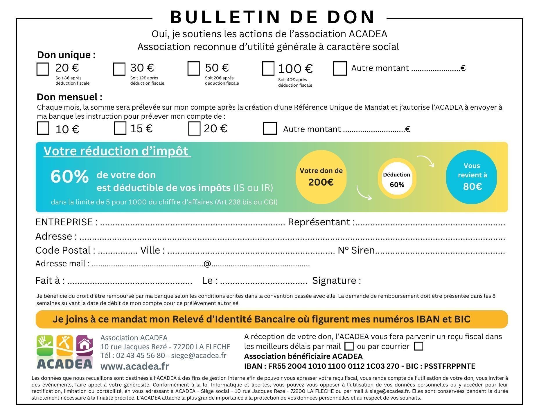Bulletin de don entreprise